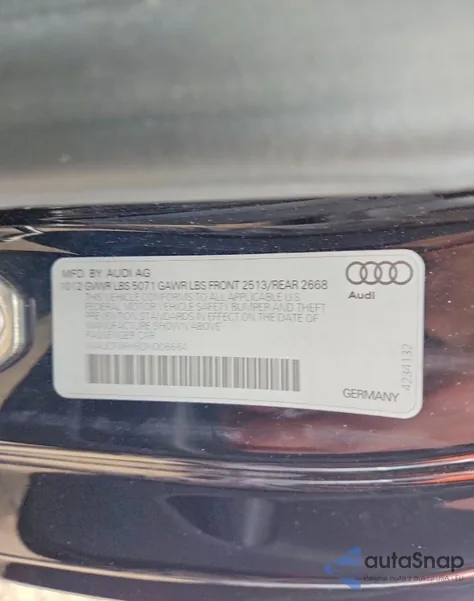 2013 Audi A5 Premium from USA, damaged, VIN WAUCFAFH6DN006664